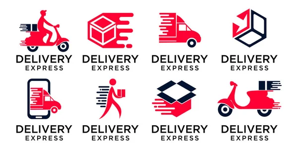 stock vector Collection of fast delivery logo templates