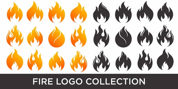Conjunto de chamas de fogo vermelho e laranja coleção de elementos  criativos de fogueira de vetor energia de chama quente e símbolos isolados  de energia