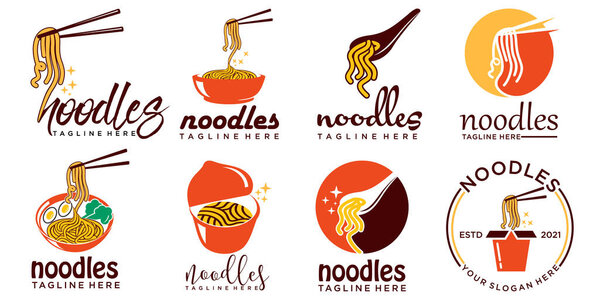 noodles logo design vector.