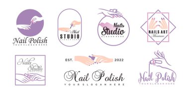 Moda tırnak ikonu logosu, sembol. Güzellik salonu için, modern manikür ikonu, moda, minimal.