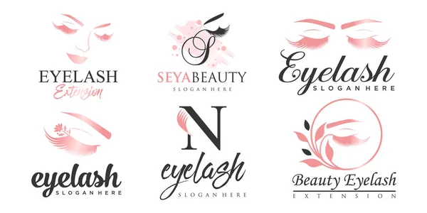 stock vector Luxury beauty eyelashes extension icon set logo design