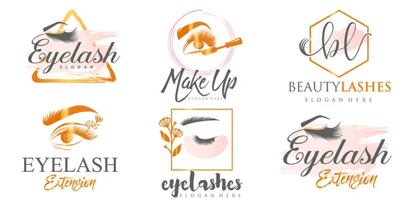 stock vector Luxury beauty eyelash icon set logo design