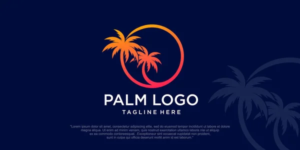 Palmer Emblem Kombination Palm Och Strand Logotyp Reseföretag Resebyrå — Stock vektor