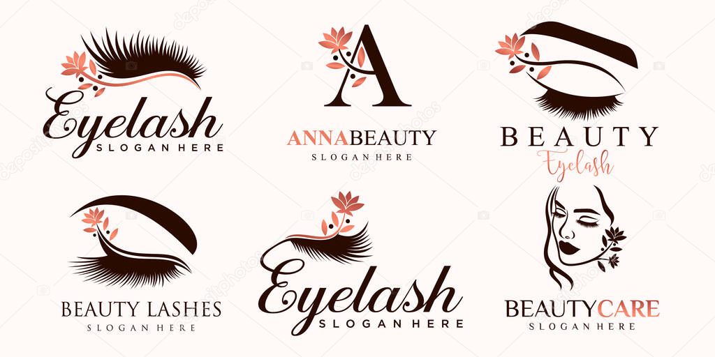 Eyelash icon set logo design