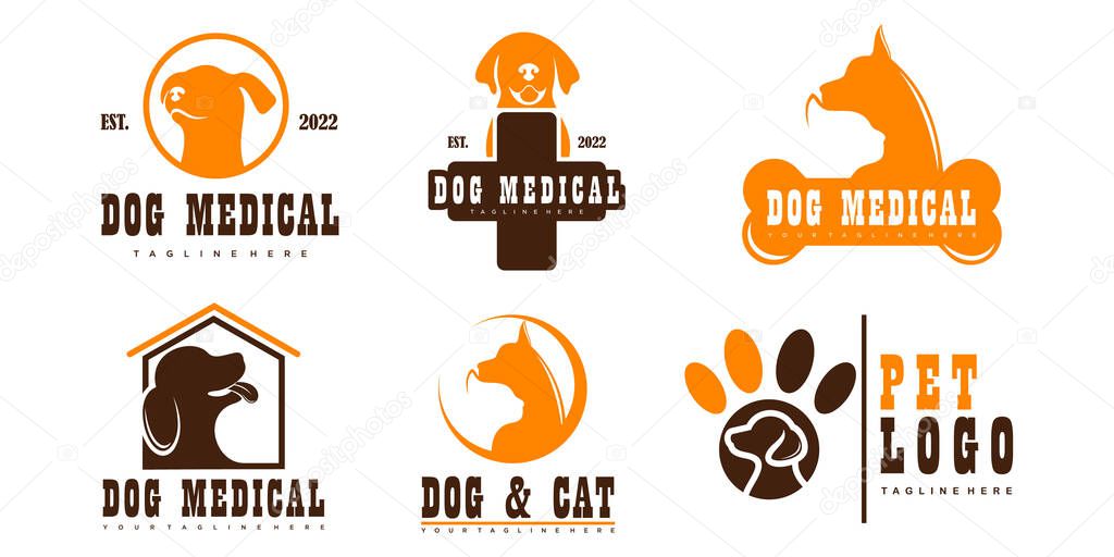 Pet style icon set logo design set for pet shop, hotel, veterinarian .