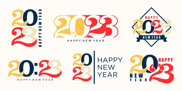 2023 Happy New Year Logo Design Texte Collection Modèles Conception — Image vectorielle
