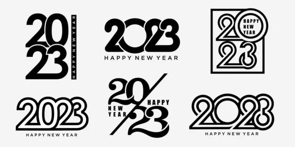 2023 Happy New Year Logo Design Texte Collection Modèles Conception — Image vectorielle