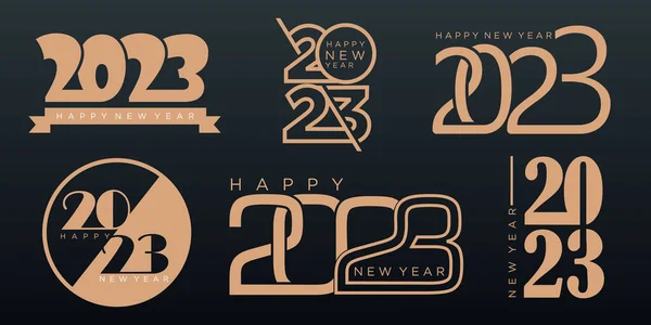 2023 Feliz Ano Novo Design Texto Logotipo 2023 Coleção Modelos — Vetor de Stock
