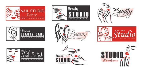 Дизайн Логотипа Иконки Красоты Ногтей Креативным Стилем Элементов Моды Premium — стоковый вектор