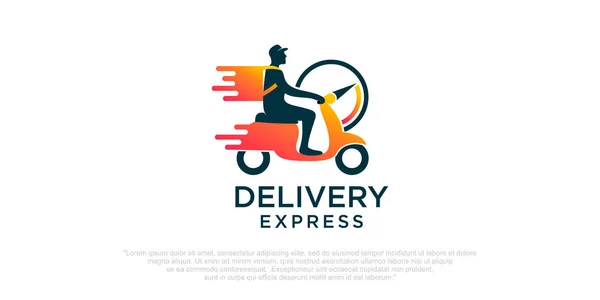 Man Riding Scooter Delivery Logo Vector — Stock Vector