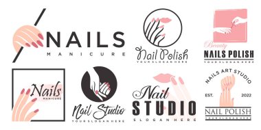 Nails sanat stüdyosu logo tasarım şablonu