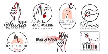 Tırnak sanatları stüdyosu tasarım şablonu için logotype