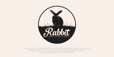 Tavşan Logosu Şablonu. Retro Vektör İllüstrasyonu