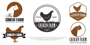 Eko çiftliği tavuk simgesi logo dizayn vektörü