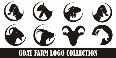Keçi baş siluet logo dizaynı Premium Vektör