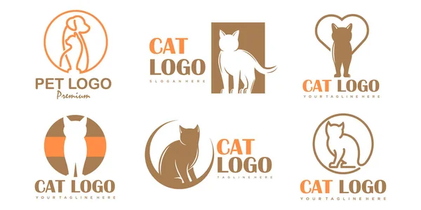 Logo Ikony Opieki Nad Zwierzętami Symbolem Sylwetki Psa Kota Dla — Wektor stockowy