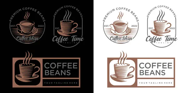 Kávé Ikon Készlet Logó Design Vektor Illusztráció — Stock Vector