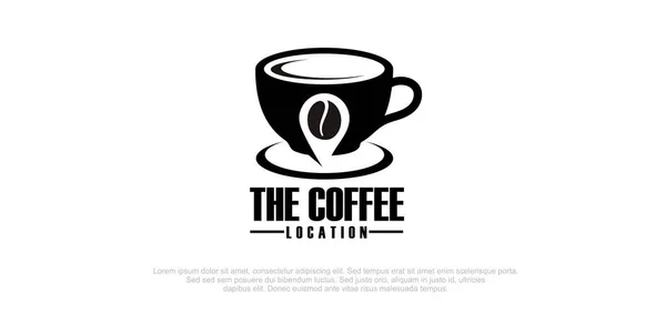 Минималистичный Векторный Логотип Кофейни Логотип Контура Кофейными Зёрнами Навигационным Знаком — стоковый вектор