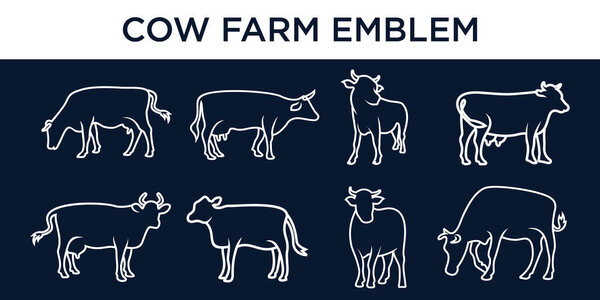 Abstract Minimal Line Art Cow Icon ,Creative Cow Logo Design