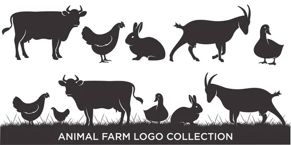 Farm Animal Icon Set Logo Inspiration Flat Design Vector Illustration — Stock Vector