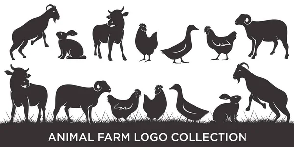 Animal Farm Animal Ícone Conjunto Logotipo Inspiração Ilustração Vetorial — Vetor de Stock