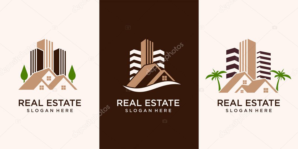 Set of, Real Estate, Building and Construction Logo Vector Design