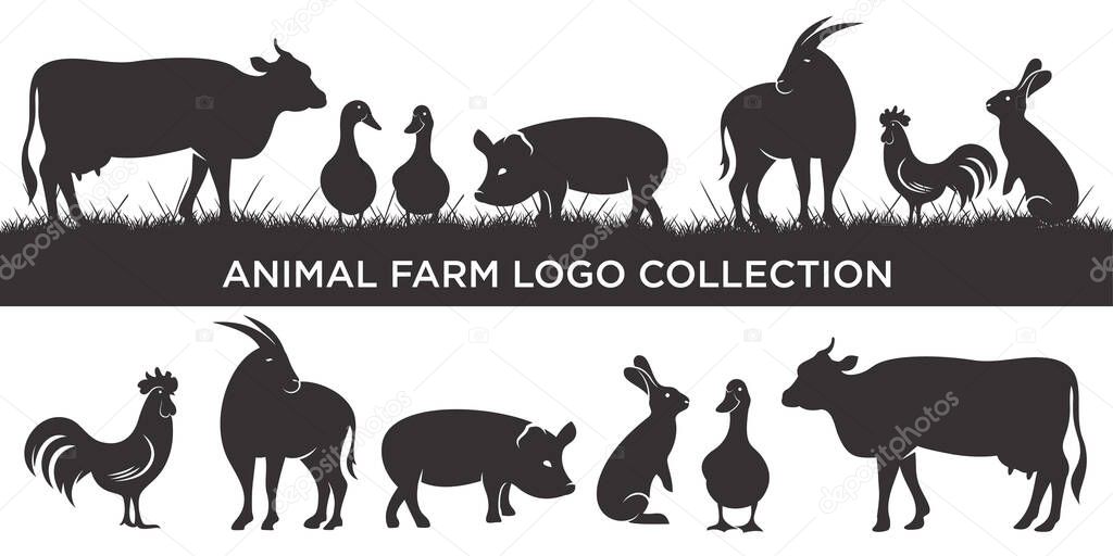 Livestock icon set logo inspiration. Farm animal design template. Vector illustration concept