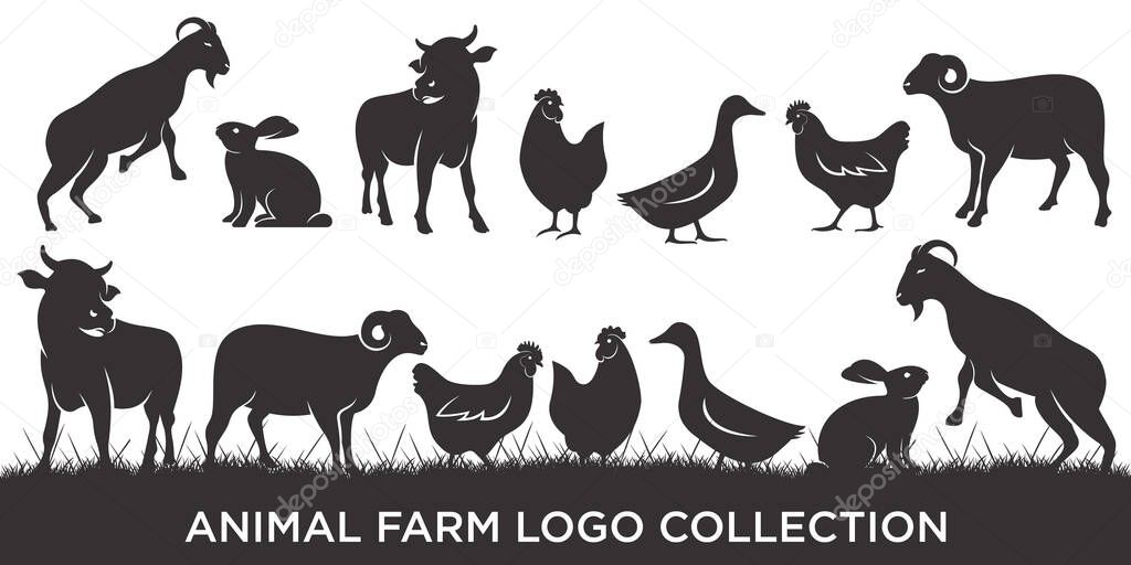 Livestock Farm animal icon set logo inspiration, Vector illustration.