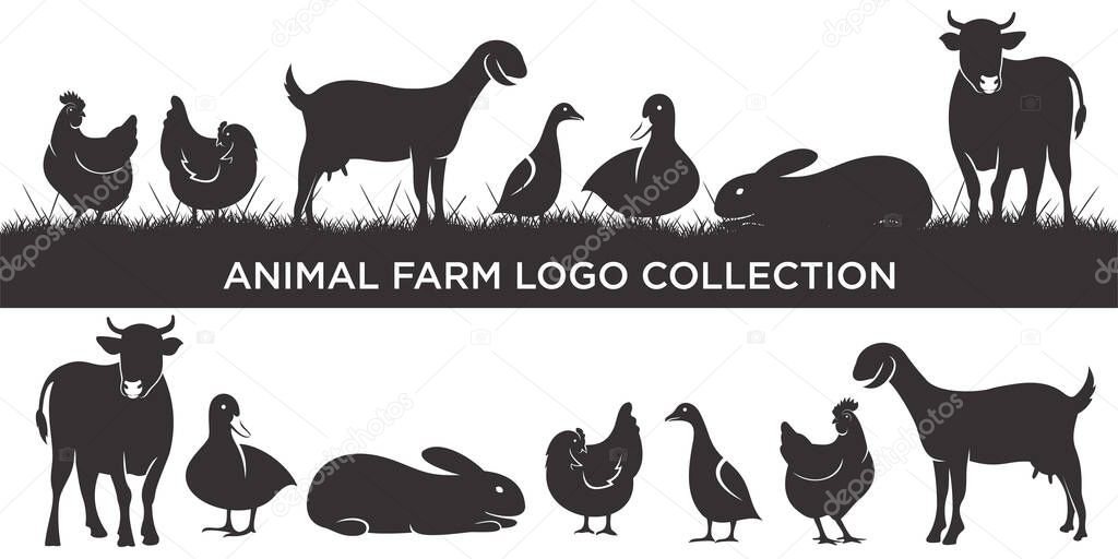 Set of livestock Farm animal logo inspiration, Vector illustration.