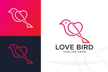 Aşk Kuşu logosu tasarımı. Basit bir kavram. vektör illüstrasyonu