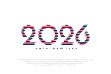 Mutlu yıllar 2026 tasarımı, 2026 logo metin tasarımı. Yeni yıl kutlama konsepti. Vektör illüstrasyonu
