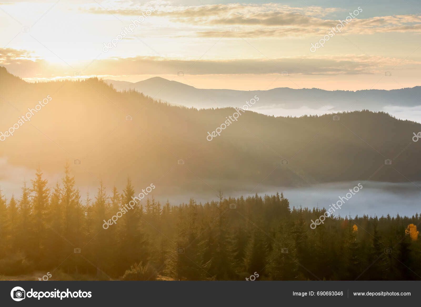 Imágenes de Stunning misty autumn morning libres de derechos | DepositPhotos, image size:1600x1167