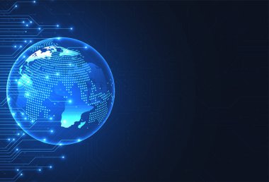 Genel ağ bağlantısı. Küresel iş dünyasının dünya haritası ve kompozisyon kavramı. Vektör İllüstrasyonu