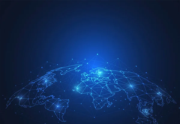 Wereldwijde Netwerkverbinding Wereldkaart Punt Lijn Samenstelling Concept Van Wereldwijde Business — Stockvector