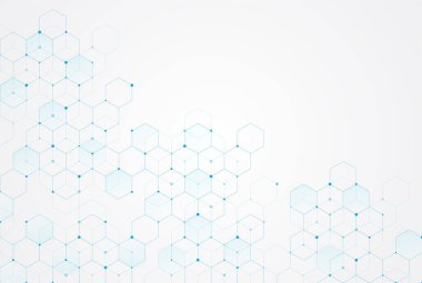 Abstract hexagonal molecular structures in technology background and science style. Medical design. Vector illustration
