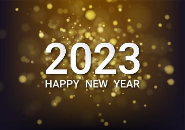 Altın bokeh ile mutlu yıllar 2023. Vektör illüstrasyonu