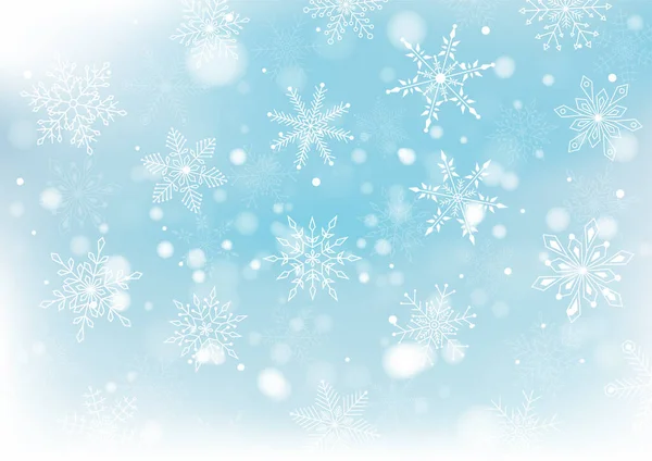 Natale Capodanno Con Fiocchi Neve Sfocatura Bokeh Luce Sullo Sfondo — Vettoriale Stock