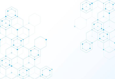 Abstract hexagonal molecular structures in technology background and science style. Medical design. Vector illustration