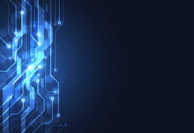 Abstract background with technology circuit board texture. Electronic motherboard illustration. Communication and engineering concept. Vector illustration