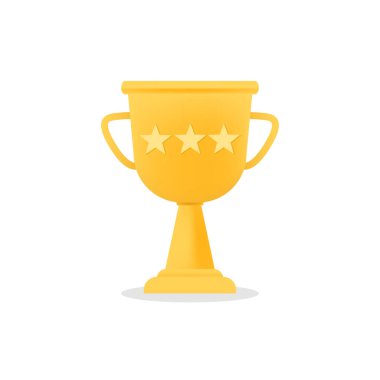 3D kazananları altın kupa şampiyonluğuyla kutlayın. Çizgi film stili. Vektör illüstrasyonu