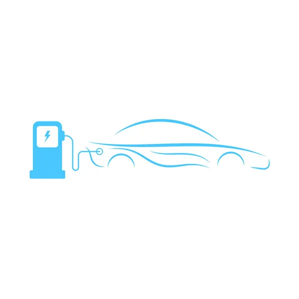 Electric Vehicle Power Charging Station Car Symbol Vector Illustration — Stock Vector
