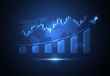 Business candle stick graph chart of stock market investment trading on white background design. Bullish point, Trend of graph. Vector illustration