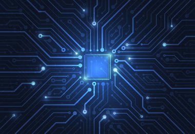 Abstract background with technology circuit board texture. Electronic motherboard illustration. Communication and engineering concept. Vector illustration