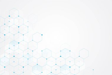 Abstract hexagonal molecular structures in technology background and science style. Medical design. Vector illustration