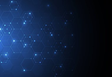 Abstract science template. Technology lines and dots connection background. Wallpaper or banner with a DNA molecules. Vector illustration