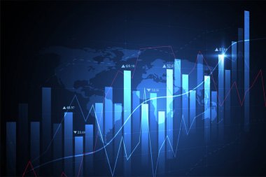 Business candle stick graph chart of stock market investment trading on white background design. Bullish point, Trend of graph. Vector illustration