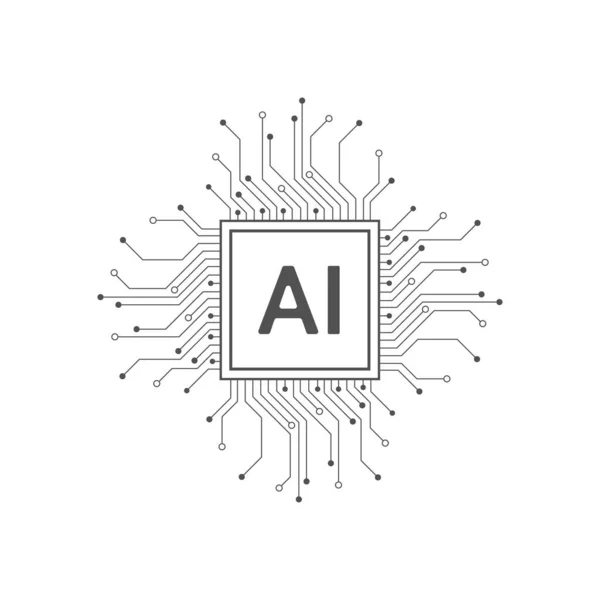 Intelligenza Artificiale Stile Linea Circuito Progettazione Apprendimento Automatico Tecnologia Digitale — Vettoriale Stock