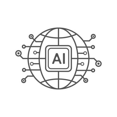 Yapay zeka devre çizgisi tarzı. Makine öğrenme tasarımı. Akıllı ağ dijital teknolojisi. Al. Vektör illüstrasyonu