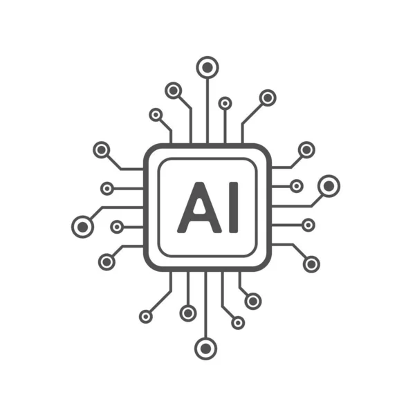 Intelligenza Artificiale Stile Linea Circuito Progettazione Apprendimento Automatico Tecnologia Digitale — Vettoriale Stock