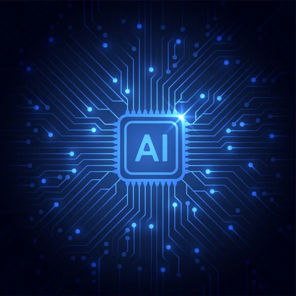 Artificial Intelligence Chipset Circuit Board Futuristic Concept Technology Artwork Web — Stock vektor